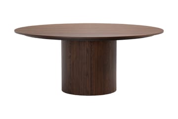 Kopparbo Rundt Spisebord 180 cm med 8 Lucy Spisestoler - Valnøtt / Greige Bouclé / Metallben Svart - Møbler - Bord - Spisegruppe