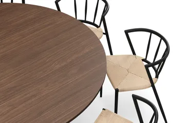 Kopparbo Rundt Spisebord 180 cm med 8 Winston Spisestoler - Valnøtt / Beige / Metallben Svart - Møbler - Bord - Spisegruppe