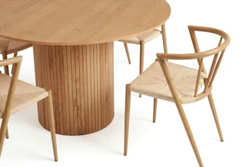 Kopparbo Rundt Spisegruppe 110 cm – Spisebord med 4 Winston Spisestoler i Tre med Eikeutseende - Natur - Møbler - Bord - Spisegruppe