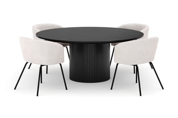 Kopparbo Rundt Stort Spisebord 180 cm med 4 Berit Stoler - Svart - Møbler - Bord - Spisegruppe