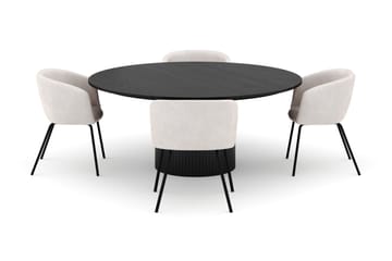 Kopparbo Rundt Stort Spisebord 180 cm med 4 Berit Stoler - Svart - Møbler - Bord - Spisegruppe