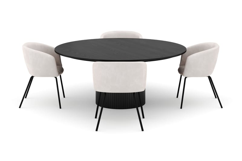 Kopparbo Rundt Stort Spisebord 180 cm med 4 Berit Stoler - Svart - Møbler - Bord - Spisegruppe