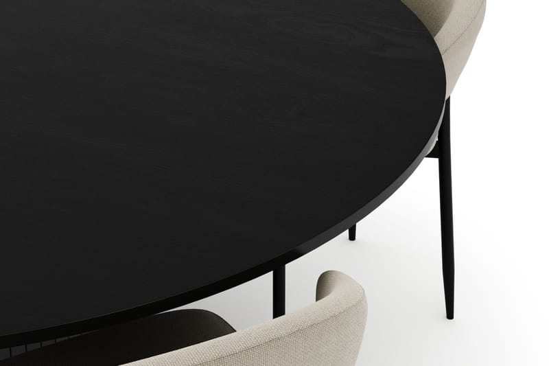 Kopparbo Rundt Stort Spisebord 180 cm med 4 Sawako Stoler - Svart - Møbler - Bord - Spisegruppe