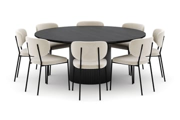 Kopparbo Rundt Stort Spisebord 180 cm med 8 Gemmiano Stoler - Svart - Møbler - Bord - Spisegruppe