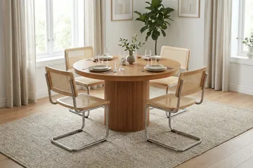 Kopparbo rundt uttrekkbart spisebord 120–220 cm finér - Eik - Møbler - Bord - Spisebord & kjøkkenbord