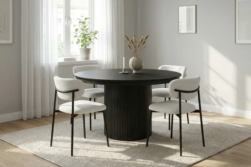 Kopparbo rundt uttrekkbart spisebord 120–220 cm finér - Svartbeiset eik - Møbler - Bord - Spisebord & kjøkkenbord