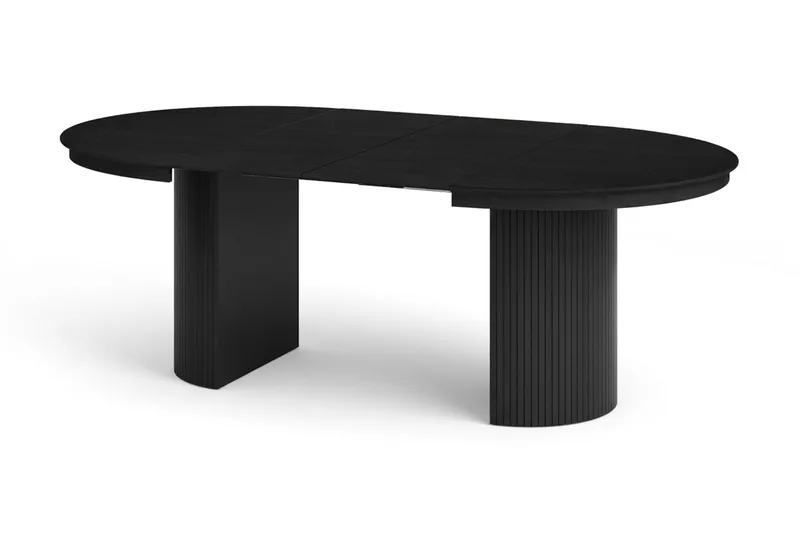 Kopparbo rundt uttrekkbart spisebord 120–220 cm finér, Svartbeiset eik
