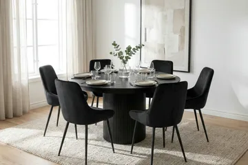 Kopparbo rundt uttrekkbart spisebord 140–240 cm finér - Svart - Møbler - Bord - Spisebord & kjøkkenbord