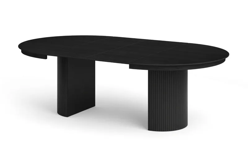 Kopparbo rundt uttrekkbart spisebord 140–240 cm finér, Svart