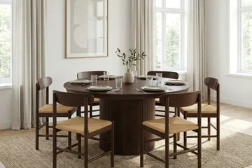 Kopparbo rundt uttrekkbart spisebord 140–240 cm finér - Valnøtt - Møbler - Bord - Spisebord & kjøkkenbord