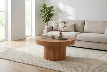 Kopparbo sofabord rundt 85 cm tykk bordplate - Eik - Møbler - Bord - Sofabord & salongbord