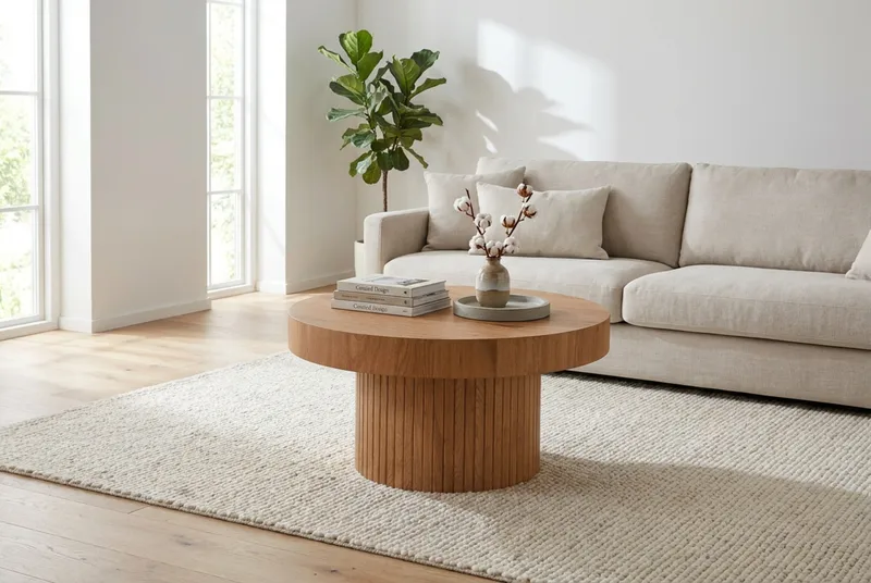 Kopparbo sofabord rundt 85 cm tykk bordplate - Eik - Møbler - Bord - Sofabord & salongbord