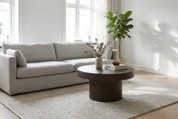 Kopparbo sofabord rundt 85 cm tykk bordplate - Røkt eik - Møbler - Bord - Sofabord & salongbord