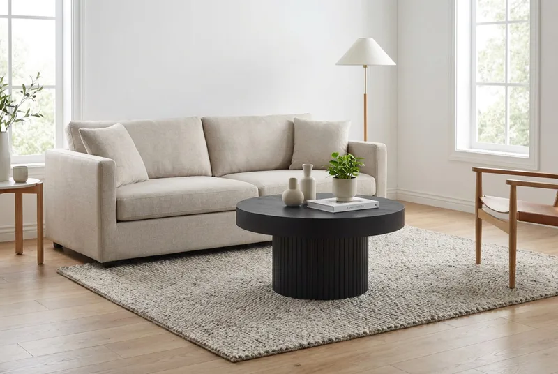Kopparbo sofabord rundt 85 cm tykk bordplate - Svart - Møbler - Bord - Sofabord & salongbord