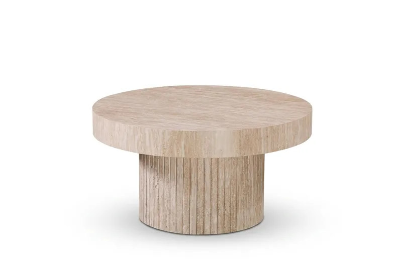 Kopparbo sofabord rundt 85 cm tykk bordplate - Travertin - Møbler - Bord - Sofabord & salongbord
