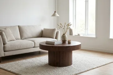 Kopparbo sofabord rundt 85 cm tykk bordplate - Valnøtt - Møbler - Bord - Sofabord & salongbord