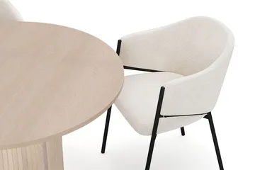 Kopparbo Spisebord 106 cm med 4 Filip Spisestoler - Hvit / Hvit Bouclé - Møbler - Bord - Spisegruppe