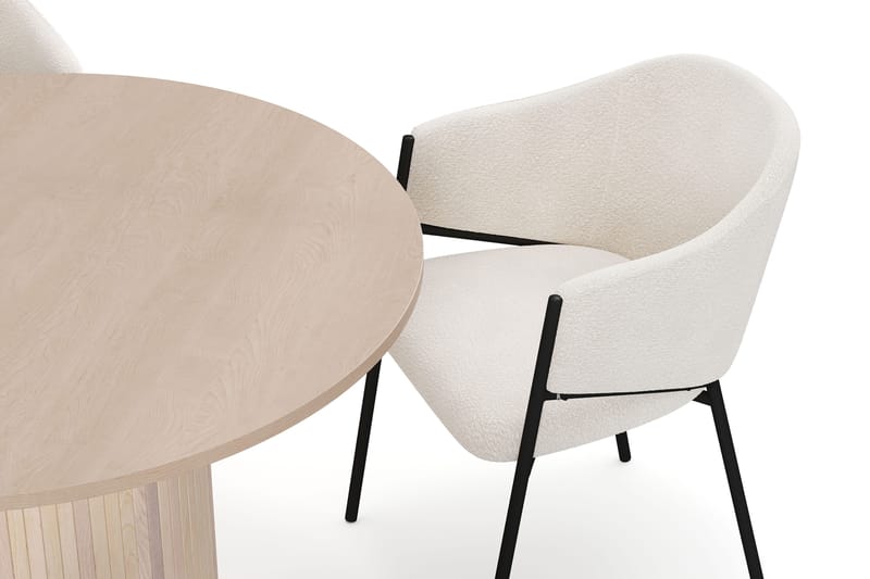 Kopparbo Spisebord 106 cm med 4 Filip Spisestoler - Hvit / Hvit Bouclé - Møbler - Bord - Spisegruppe
