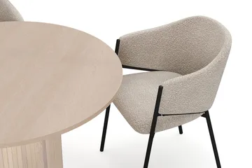 Kopparbo Spisebord 106 cm med 4 Filip Spisestoler - Hvit / Taupe Bouclé - Møbler - Bord - Spisegruppe