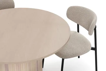 Kopparbo Spisebord 106 cm med 4 Lucy Spisestoler - Hvit / Greige Bouclé / Metallben Svart - Møbler - Bord - Spisegruppe