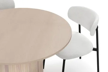 Kopparbo Spisebord 106 cm med 4 Lucy Spisestoler - Hvit / Hvit Bouclé / Metallben Svart - Møbler - Bord - Spisegruppe