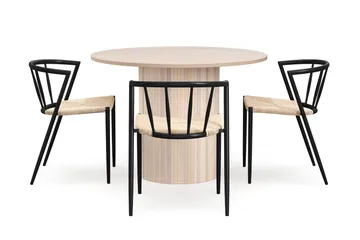 Kopparbo Spisebord 106 cm med 4 Winston Spisestoler - Hvit / Beige / Metallben Svart - Møbler - Bord - Spisegruppe