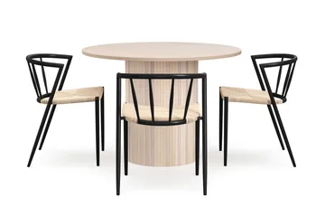 Kopparbo Spisebord 106 cm med 4 Winston Spisestoler - Hvit / Beige / Metallben Svart - Møbler - Bord - Spisegruppe