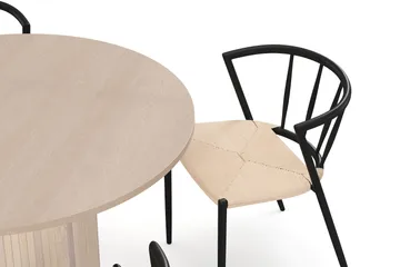 Kopparbo Spisebord 106 cm med 4 Winston Spisestoler - Hvit / Beige / Metallben Svart - Møbler - Bord - Spisegruppe