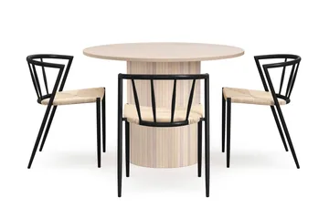 Kopparbo Spisebord 106 cm med 4 Winston Spisestoler - Hvit / Beige / Metallben Svart - Møbler - Bord - Spisegruppe