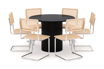 Kopparbo Spisebord 106 cm med 6 stk Build Matstkolar - Svart - Møbler - Bord - Spisegruppe