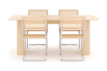 Kopparbo Spisebord 160-220 cm Forlengbart med 4 stk Build Matstkolar - Hvit - Møbler - Bord - Spisegruppe