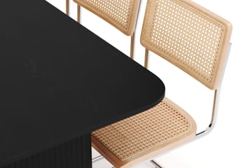 Kopparbo Spisebord 160-220 cm Forlengbart med 6 stk Build Matstkolar - Svart - Møbler - Bord - Spisegruppe