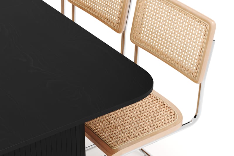 Kopparbo Spisebord 160-220 cm Forlengbart med 6 stk Build Matstkolar - Svart - Møbler - Bord - Spisegruppe