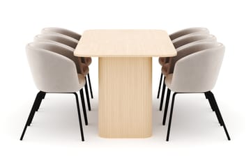 Kopparbo Spisebord 160-220 cm Uttrekkbart med 6 Berit Stoler - Hvit - Møbler - Bord - Spisegruppe