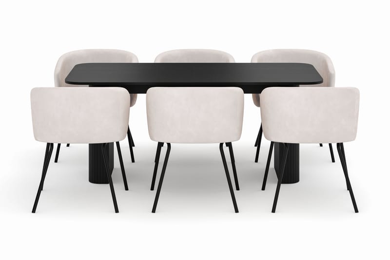 Kopparbo Spisebord 160-220 cm Uttrekkbart med 6 Berit Stoler - Svart - Møbler - Bord - Spisegruppe