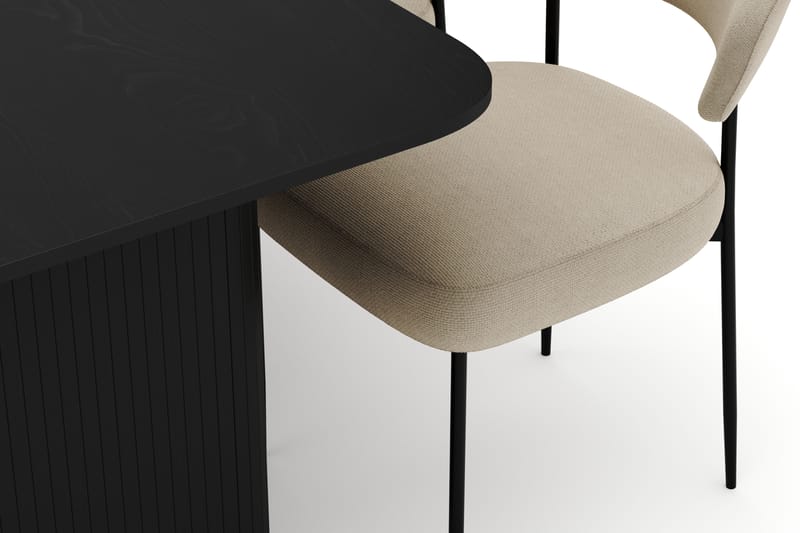 Kopparbo Spisebord 160-220 cm Uttrekkbart med 6 Sawako Stoler - Svart - Møbler - Bord - Spisegruppe