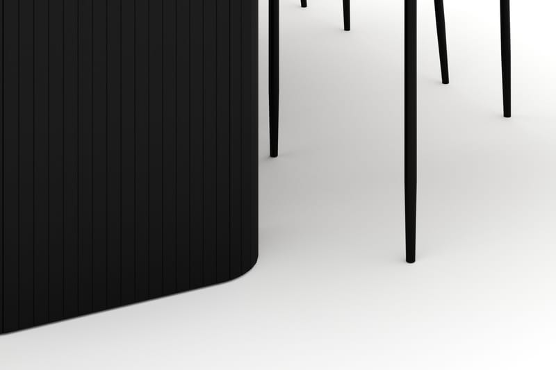 Kopparbo Spisebord 160-220 cm Uttrekkbart med 6 Sawako Stoler - Svart - Møbler - Bord - Spisegruppe