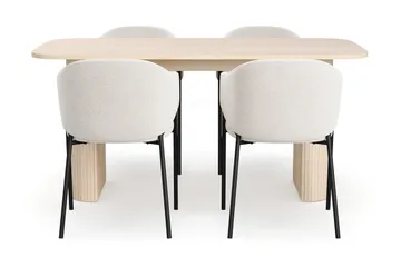 Kopparbo Spisebord 160 cm med 4 Filip Spisestoler - Hvit / Hvit Bouclé - Møbler - Bord - Spisegruppe