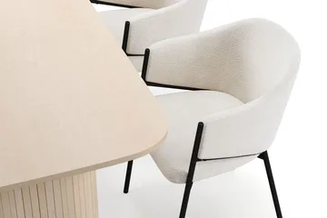 Kopparbo Spisebord 160 cm med 4 Filip Spisestoler - Hvit / Hvit Bouclé - Møbler - Bord - Spisegruppe