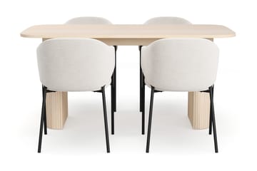 Kopparbo Spisebord 160 cm med 4 Filip Spisestoler - Hvit / Hvit Bouclé - Møbler - Bord - Spisegruppe