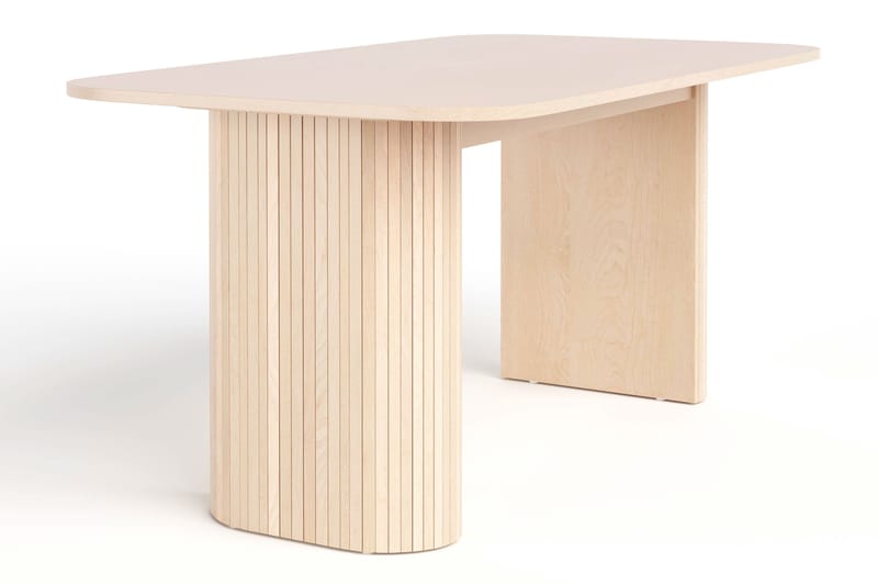 Kopparbo Spisebord 160 cm med 4 Katy Spisestoler - Hvit / Greige Bouclé / Metallben Svart - Møbler - Bord - Spisegruppe