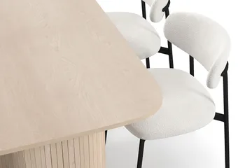 Kopparbo Spisebord 160 cm med 4 Lucy Spisestoler - Hvit / Hvit Bouclé / Metallben Svart - Møbler - Bord - Spisegruppe