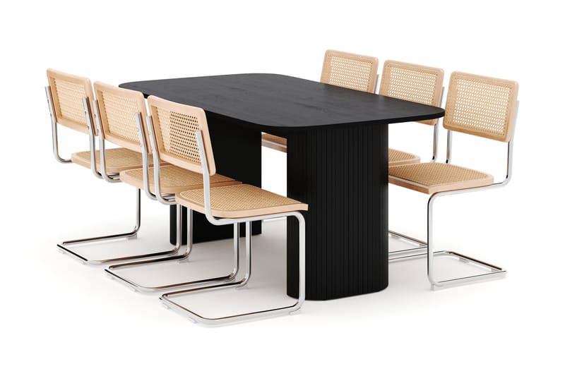 Kopparbo Spisebord 160 cm med 6 stk Build Matstkolar - Svart - Møbler - Bord - Spisegruppe