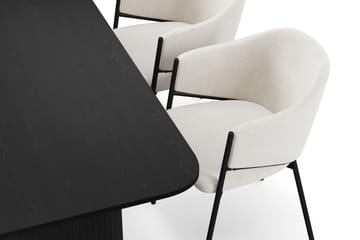 Kopparbo Spisebord 180-240 cm Uttrekkbart med 4 Filip Spisestoler - Svart / Hvit Bouclé - Møbler - Bord - Spisegruppe