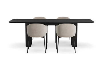 Kopparbo Spisebord 180-240 cm Uttrekkbart med 4 Filip Spisestoler - Svart / Taupe Bouclé - Møbler - Bord - Spisegruppe