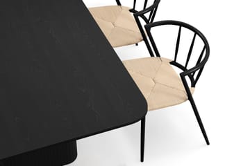 Kopparbo Spisebord 180-240 cm Uttrekkbart med 4 Winston Spisestoler - Svart / Beige / Metallben Svart - Møbler - Bord - Spisegruppe