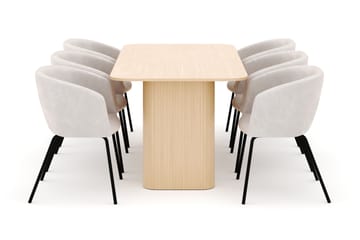 Kopparbo Spisebord 180-240 cm Uttrekkbart med 6 Berit Stoler - Hvit - Møbler - Bord - Spisegruppe