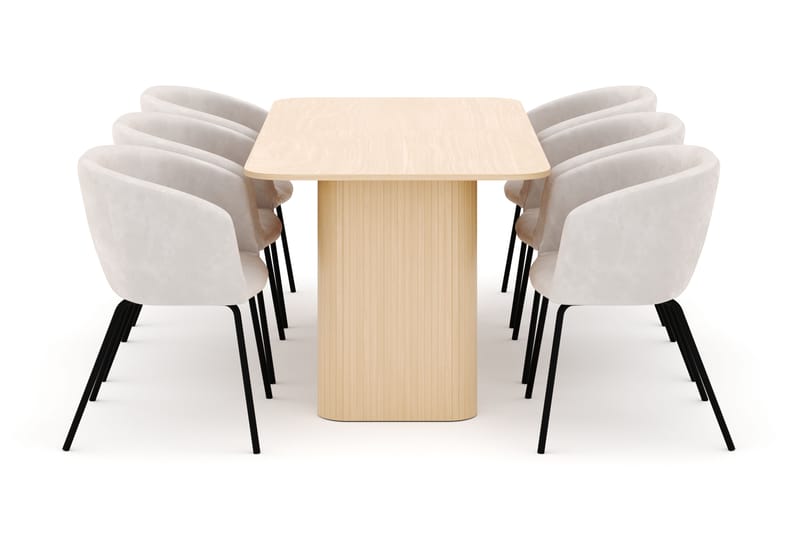Kopparbo Spisebord 180-240 cm Uttrekkbart med 6 Berit Stoler - Hvit - Møbler - Bord - Spisegruppe