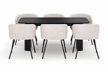 Kopparbo Spisebord 180-240 cm Uttrekkbart med 6 Berit Stoler - Svart - Møbler - Bord - Spisegruppe