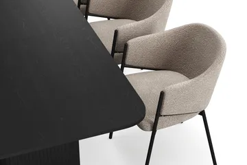 Kopparbo Spisebord 180-240 cm Uttrekkbart med 6 Filip Spisestoler - Svart / Taupe Bouclé - Møbler - Bord - Spisegruppe